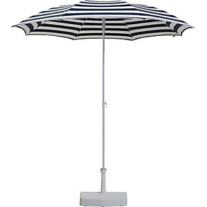 Sonnenschirm, rundes Design, Ø 2000 mm, Gestell weiß, weiß / blau.