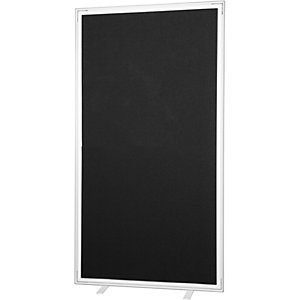 Trennwand easyScreen, HxT 1740 x 390 mm, mit Schallschutz, schwarz, Breite 1600 mm.