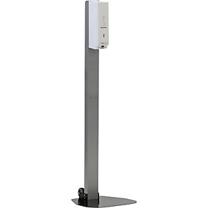 Säule mit Desinfektionsmittelspender NON TOUCH, für 0,5-l-Click-in-Bottle, fahrbar.