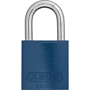 Vorhängeschloss, Aluminium, 72/40, VE 6 Stk, blau.