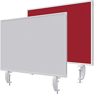 Tischtrennwand VarioPin, Whiteboard/Filz, Breite 800 mm, rot.